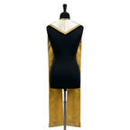 Back view of the Marian Stole on a mannequin, showing the ivory yoke, gold satin reverse and gold fringe.