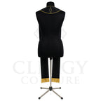Back view of the black cypress cross stole with a single gold cypress tree outline on the plain yoke