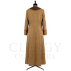 Back view of the camel cassock robe without the stole, showing the pointed brown yoke across the shoulders.