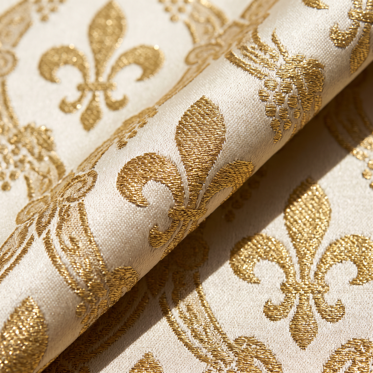 Ivory and gold liturgical brocade, the motif woven in metallic thread