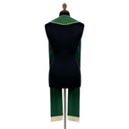 Back view of the Green Celtic Tree of Life Pastor Stole, showing the plain green reverse and gold bead fringe.