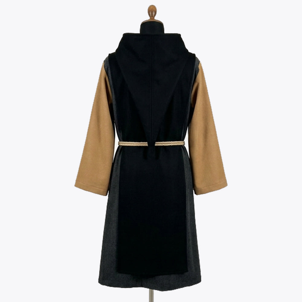 Back view of the charcoal habit showing the black scapular panel continuing down the centre back
