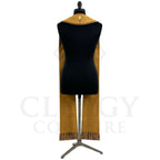 Back view of the Gold Harvest Stole in plain damask-look cloth with a small wheat sprig at the neck