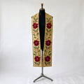 Front view of the Gold Poinsettia and Holly Christmas Stole with raised red floral appliques