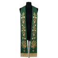 Front view of the Green Chalice and Grapevine Stole with wheat and vine embroidery on each panel