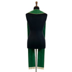 Back view of the green Tree of Life stole, showing the plain green neck panel and gold cord edging with no motif visible.
