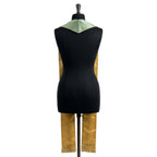 Back view of the green ombre stole showing the gold-toned lining and sage-green neck yoke.