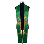 Front view of the Green Tree of Life Stole with a multicolour leaf canopy low on each panel