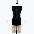 Back view of the Ivory Lily and Star Clergy Stole, showing the V-neck gold star and the warmer-toned reverse panels
