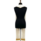 Back view of the Ivory World Communion Stole, showing the plain ivory reverse and gold tassel fringe at the hem.