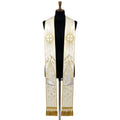 Ivory satin-look stole with a radiant gold cross, mountain peaks and a starry cloud embroidered down each panel.