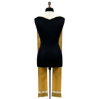 Back view of the ivory Radiant Cross Stole on a mannequin, showing the plain gold satin-look reverse and fringe.