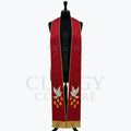 Red Dove and Flame Pentecost Stole shown front on with the descending dove motif at each hem