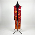 Red Ombre Pentecost Stole shown front on with the dove and rising flame embroidery visible