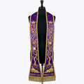 Violet Rorate Caeli Jesse Tree Clergy Stole shown front on with all six medallions per panel visible