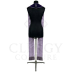 Back view of the violet velvet-look Rose and Thorn Clergy Stole showing the lighter lavender satin-look reverse panels